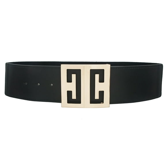Saronite Mirror Cut Out Square Buckle Belt, Black (Women's)