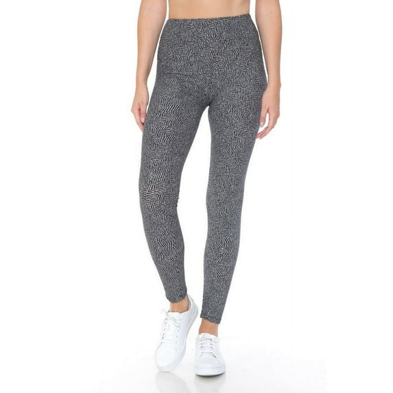 Saronite Multi Grey Printed High Waisted Full Length Yoga Leggings (Women's)