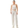 thumbnail image 1 of Saronite Solid Crinkle Wide Zip Up Front Sleevless Top Elastic Waistband Pants 2 Piece Set, White (Women's), 1 of 3