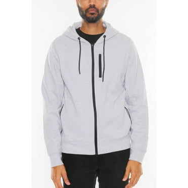 Saronite Solid Heathered Cottn Zip Up Front Long Sleeve Jacket, Heather Grey (Women's)