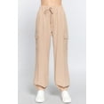thumbnail image 1 of Saronite Solid Light Weight Stretch Woven 2 Sides Pockets Full Length Cargo Jogger Pants, Khaki (Women's), 1 of 1