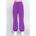 thumbnail image 1 of Saronite Solid Light Weight Stretch Woven 2 Sides Pockets Full Length Cargo Jogger Pants, Purple (Women's), 1 of 1