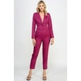 thumbnail image 1 of Saronite Solid Long Sleeve V Neck Single Button Crop Formal Blazer With Tailored Pants Set, Berry (Women's), 1 of 1