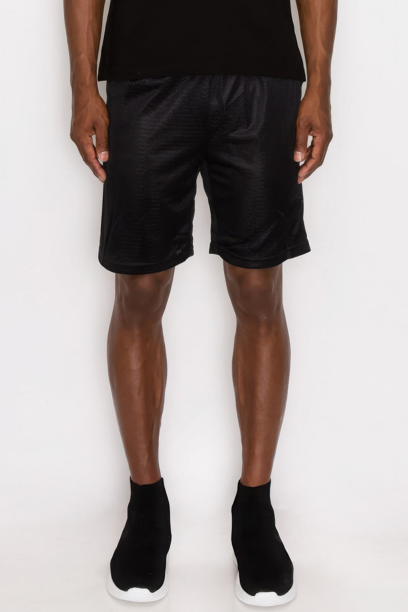 Saronite Solid Mesh Fit Adjustable Drawstring Basketball Shorts, Black ...