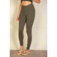 thumbnail image 1 of Saronite Solid Stretchy Full Length Knit Soft Leggings, Olive (Women's), 1 of 5