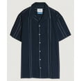 thumbnail image 1 of Saronite Stripe Camp Short Sleeve Cotton Shirt Top, Navy/White (Men's), 1 of 4