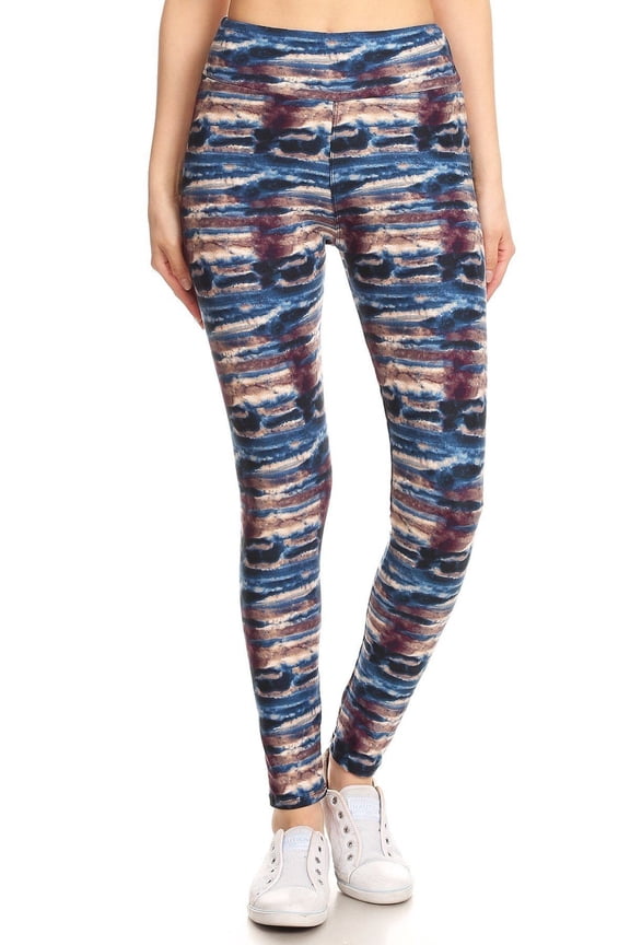 Tie Dye Print Full length Yoga Thick Waistband Spandex Leggings (Women's) Polyester