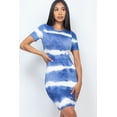 thumbnail image 1 of Saronite Tie-dye Bodycon Short Sleeve Midi Dress, Blue (Women's), 1 of 5