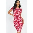 thumbnail image 1 of Saronite Tie-dye Printed Bodycon Short Sleeve Knee Length Dress, Burgundy (Women's), 1 of 5