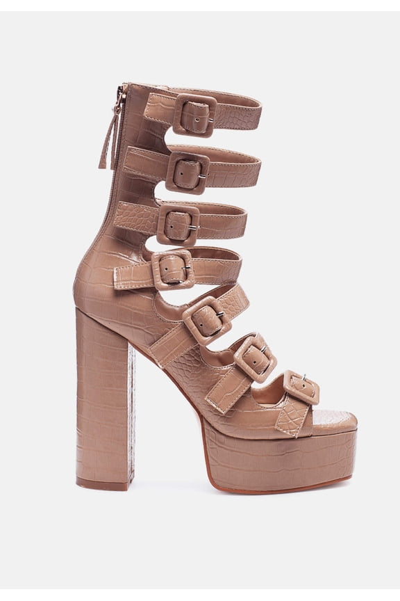 Sarouchi Caged Gladiator Platform Sandals