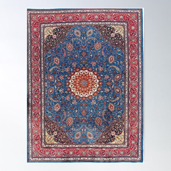 Sarouk Antique Persian Rug Print Poster Wall Art, Modern Wall Decor For Living Room Bedroom, 16x24 UNFRAMED
