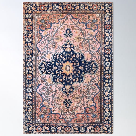 Sarouk Antique West Persian Rug Print Poster Wall Art, Modern Wall Decor For Living Room Bedroom, 8x12 UNFRAMED