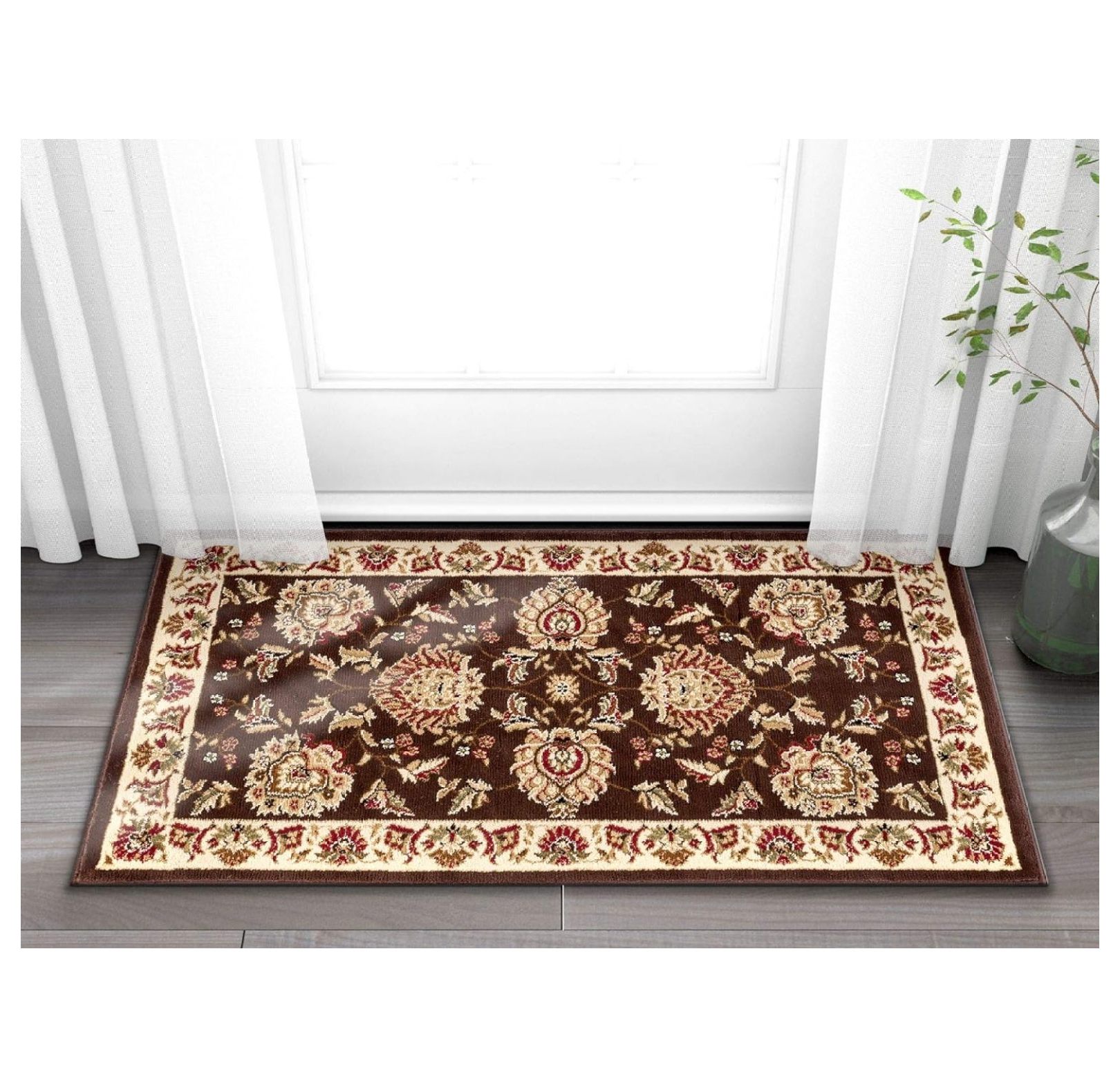 Sarouk Brown Oriental 2x4 (2'3" x 3'11") Area Rug Persian Floral Formal