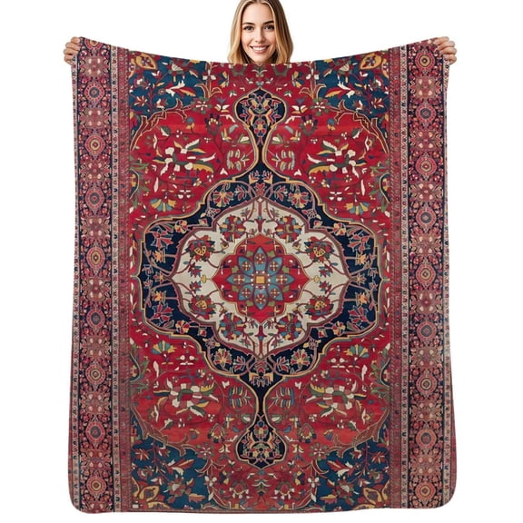 Sarouk Farahan Arak West Persian Rug Print Flannel Blankets Soft Throw Blanket Winter Travel Office Outdoor Bedspread