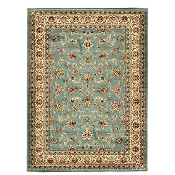 Sarouk Light Blue Round Area Rug - 5 ft. 3 in. - Non-Skid - Traditional Style