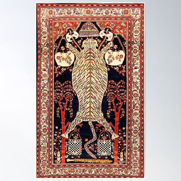 Sarouk West Persian Dervish Rug Print Poster Wall Art, Modern Wall Decor For Living Room Bedroom, 16x24 UNFRAMED