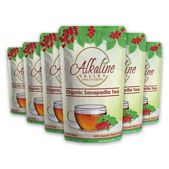 Sarsaparilla Tea - 100% Organic - 15 Unbleached/Chemical-Free Sarsaparilla Tea Bags - Pack of 6 - Caffeine-Free, No GMO