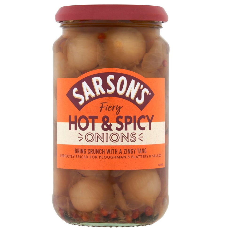 Sarson's Hot & Spicy Silverskin Onions Pickle 460g (Pack of 3)