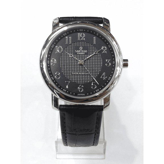Sartego Toledo Round Face Black Leather Band Quartz Watch