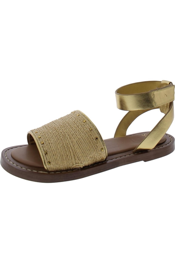 Franco Sarto Women's Rosa Ankle Strap Flat Sandal Natural 5M