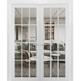 thumbnail image 1 of Sartodoors Solid French Double Doors, 12-Lite Clear Glass Panels, Wood with Regular Panel Frame Trims, Sturdy White Silk Finish for Bathroom/Bedroom | Felicia 3355 | Size:56"x84", 1 of 7