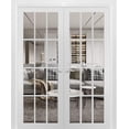 thumbnail image 1 of Sartodoors Solid French Double Doors, 12-Lite Clear Glass Panels, Wood with Regular Panel Frame Trims, Sturdy White Silk Finish for Bathroom/Bedroom | Felicia 3355 | Size:60"x80", 1 of 7