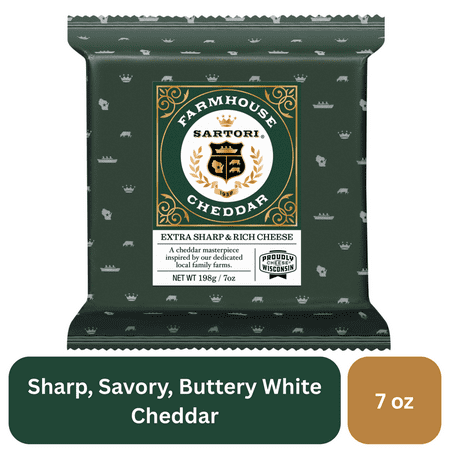 Sartori Farmhouse Cheddar Cheese Block Specialty Cheese, 7 oz Refrigerated Plastic Packet