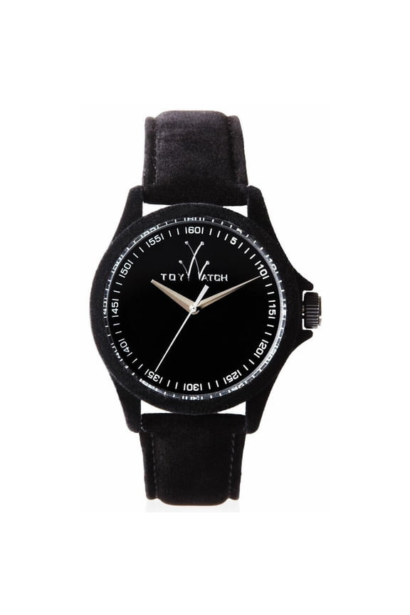 Sartorial Only Time Black Dial Black Velvet-covered Leather Ladies