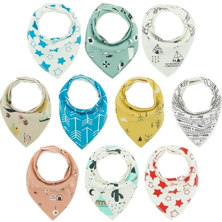 Sarvoza Cotton Bandanas Baby Bibs for Girls & Boys, Pack of 10 Drool Bibs