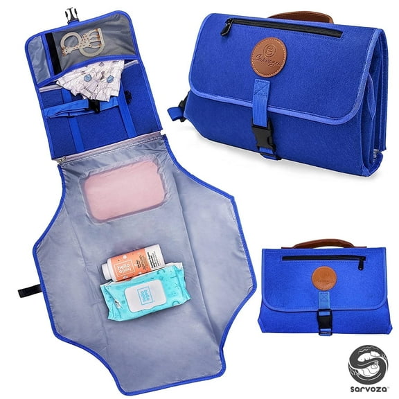 Sarvoza Portable Baby Changing Pad Travel Diaper Bag Mat Newborn Essentials Blue