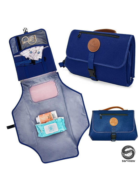 Sarvoza Portable Baby Changing Pad Travel Diaper Bag Mat Newborn Essentials Navy Blue
