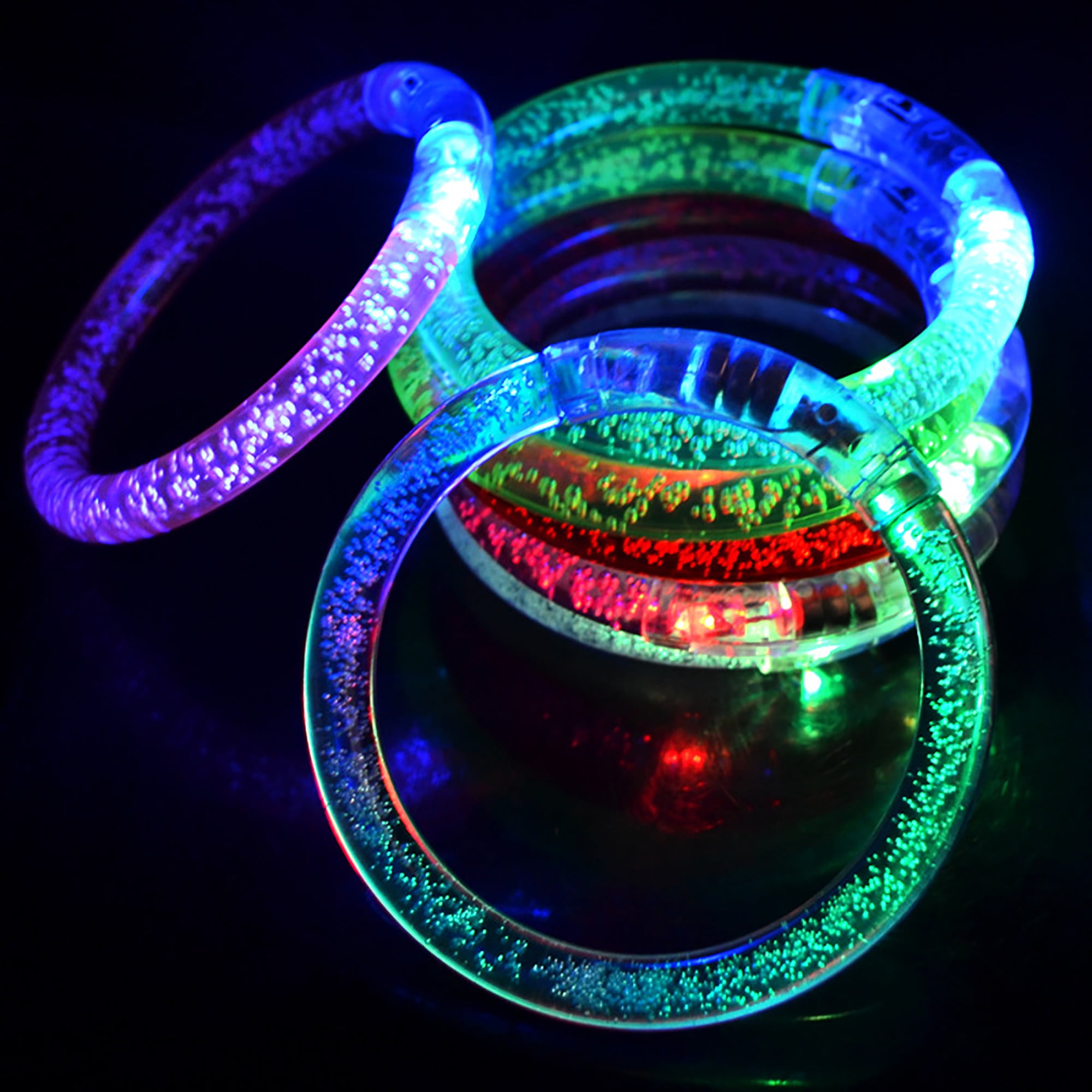 10/15/30/50 Pcs LED Light Up Bracelets Neon Glowing Bangle