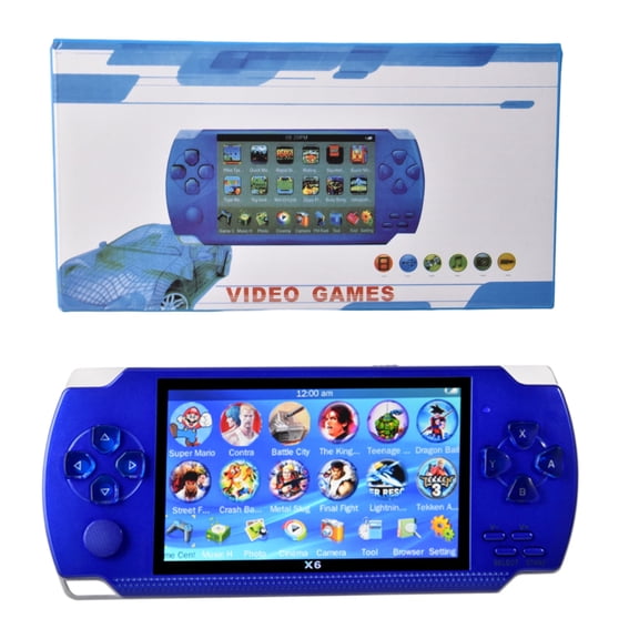 Sarzi PSP Handheld Game Machine X6,8GB,with 4.3 Inch High Definition Screen, Built-in Over 9999 Free Games,Blue