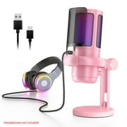 Sarzi USB Microphone for PC Computer Gaming Streaming Mic with RGB Light, Mute Button, Headphones Jack, Desktop Stand, Vocal Mic for Singing YouTube-AmpliGame, Broadcast Recording