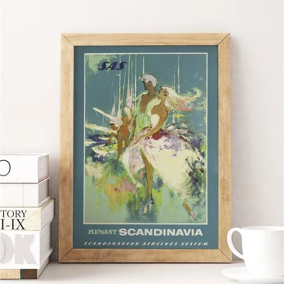 Sas Pleasant Scandinavia Airline By Otto Neilsen Vintage Scandinavia Travel Home Decor Office Wall Art