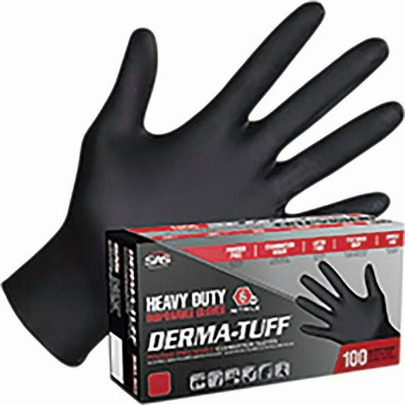 Sas Safety SAS-66587 6 Mil Derma-Tuff Powder-Free Exam Grade Nitrile Disposable Gloves - Medium - Pack of 100