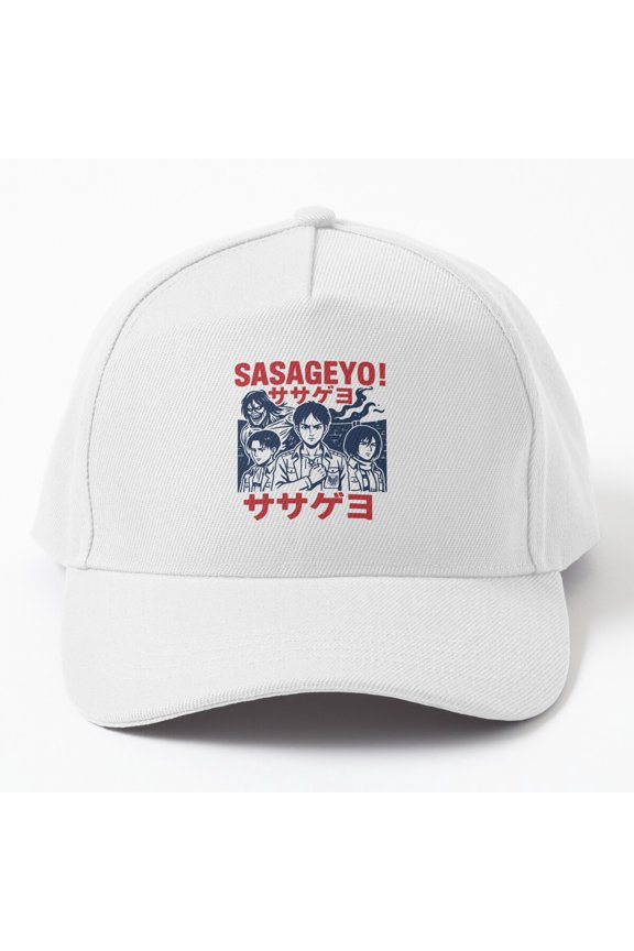 Sasageyo Baseball Cap, Anime-Inspired Battle Statement Graphic Design, Classic Everyday Hat