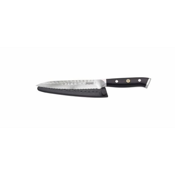 Sasaki Takumi Japanese 5.5" Utility Knife, AUS-10 Stainless Steel Razor-Sharp Blade with Full Tang Fiberglass Handle, Locking Sheath Included - Ideal Professional Kitchen Knife for Precision Cutting