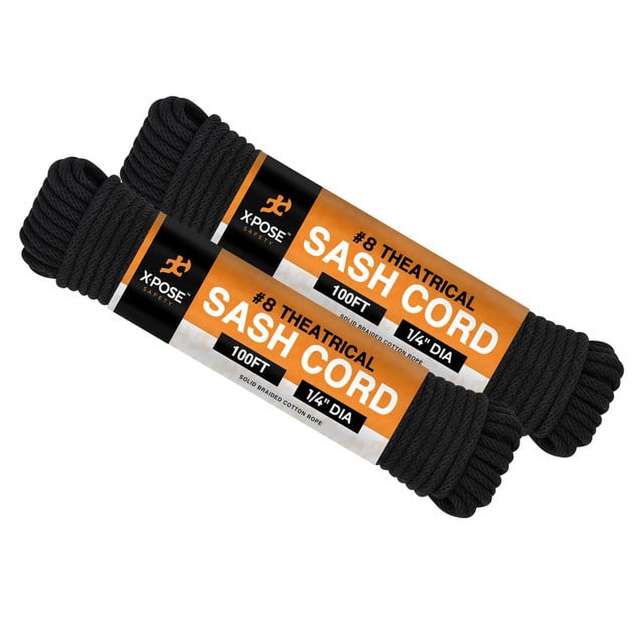 Sash Cord Cotton and Nylon Rope 1/4 Inch x 100 Ft Rope Black