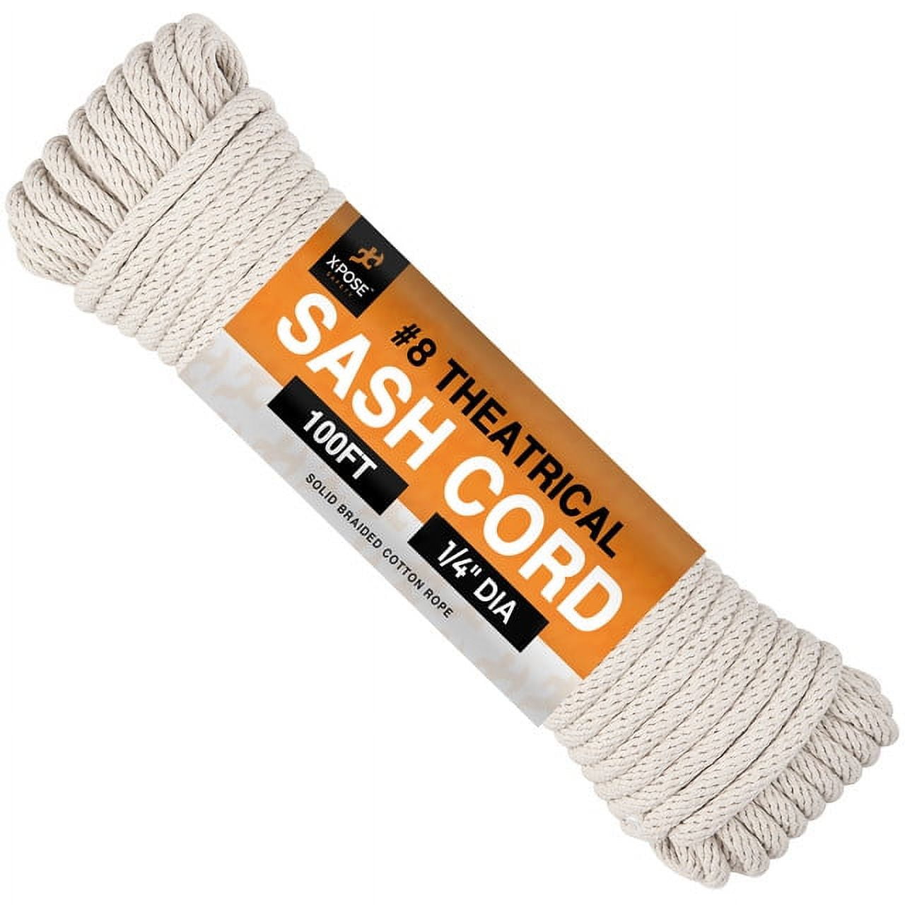 Sash Cord Cotton and Nylon Rope 1/4 Inch x 100 Ft Rope White