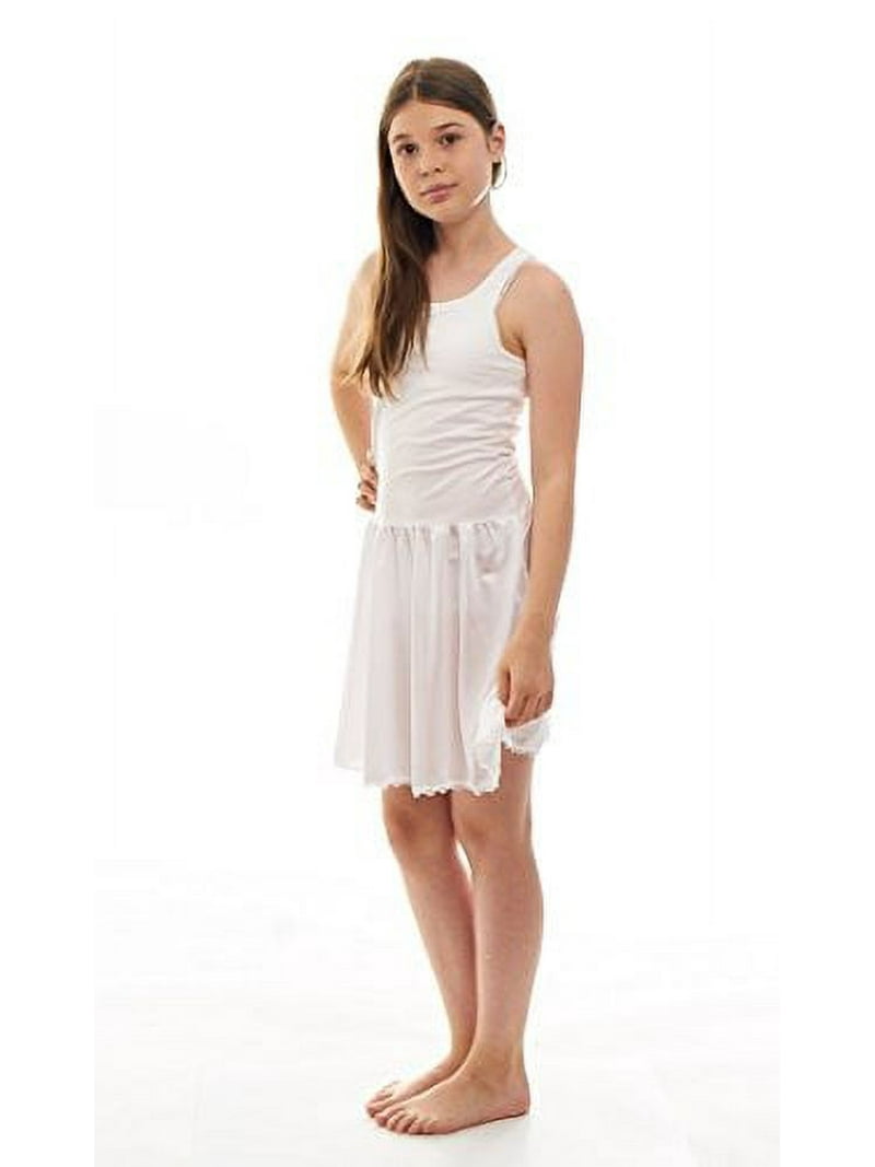 Sash Formal Full Slip Under Dress, Built-In Crop Top for Teen