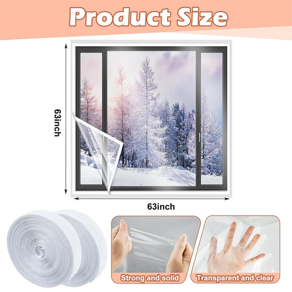 Sash Insulation Kit Interior Plastic Window Coverings Cuttable 63*63in