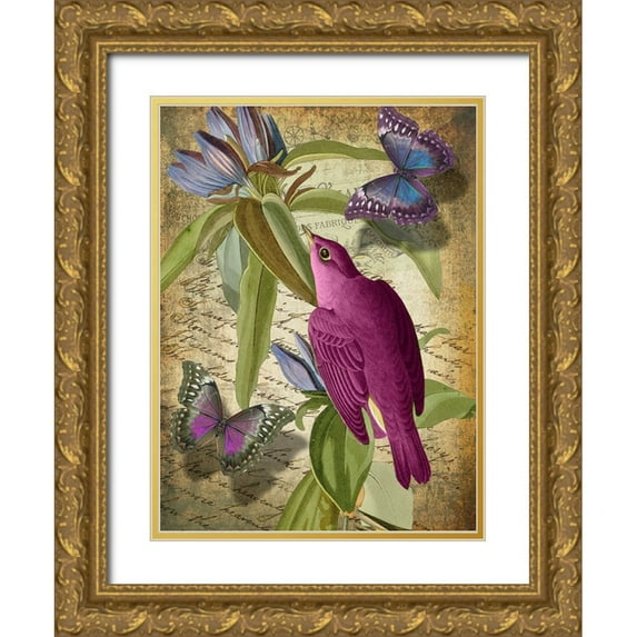 Sasha 11x14 Gold Ornate Wood Framed with Double Matting Museum Art Print Titled - Petals and Wings VI