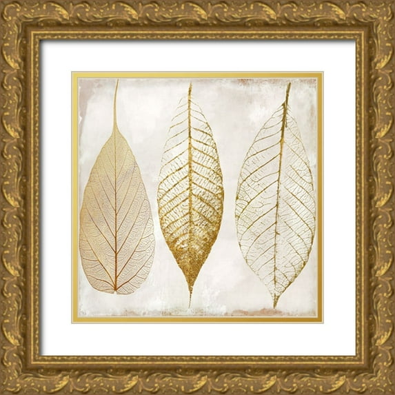 Sasha 12x12 Gold Ornate Wood Framed with Double Matting Museum Art Print Titled - Fallen Gold II