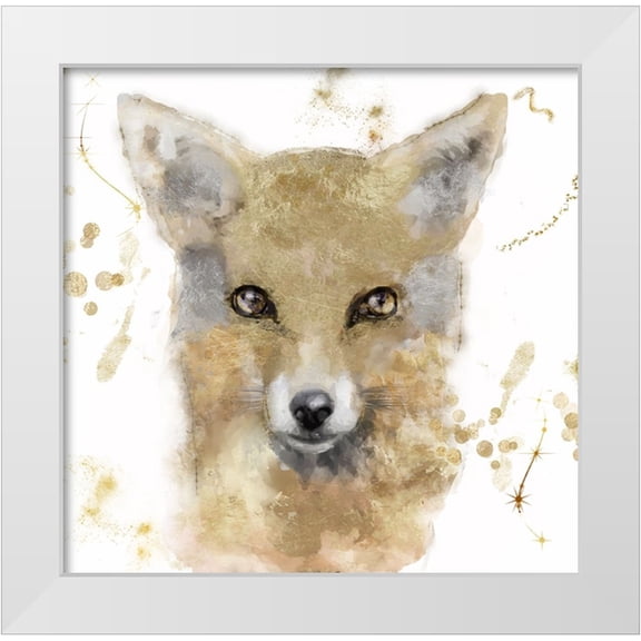Sasha 12x12 White Modern Wood Framed Museum Art Print Titled - Golden Forest - Fox