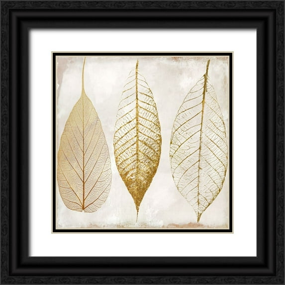 Sasha 15x15 Black Ornate Wood Framed with Double Matting Museum Art Print Titled - Fallen Gold II