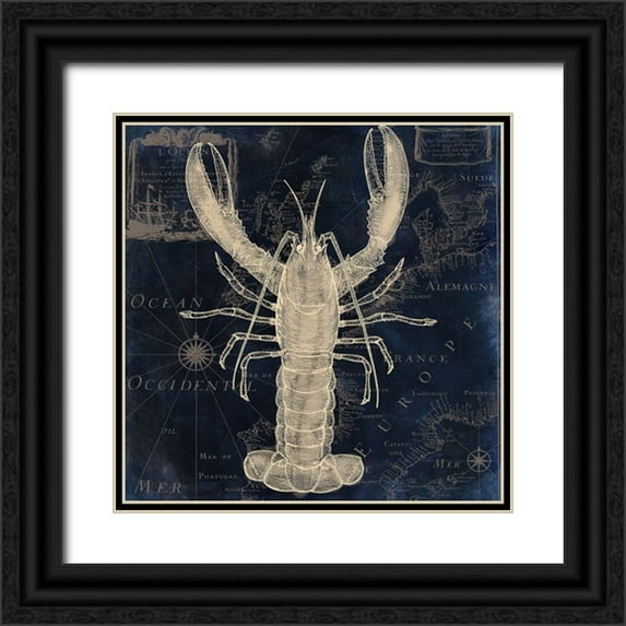 Sasha 15x15 Black Ornate Wood Framed with Double Matting Museum Art Print Titled - Maritime Blues II