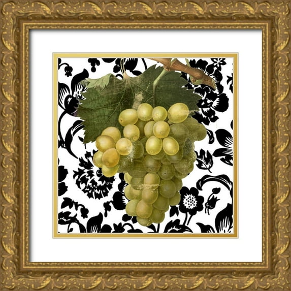 Sasha 15x15 Gold Ornate Wood Framed with Double Matting Museum Art Print Titled - Grape Suzette II