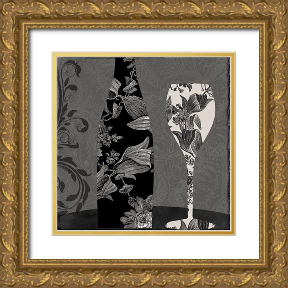 Sasha 20x20 Gold Ornate Wood Framed with Double Matting Museum Art Print Titled - Vin Elegant II