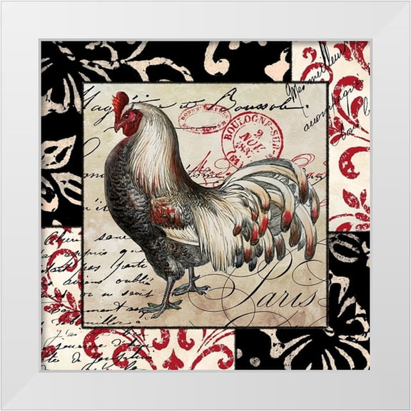 Sasha 20x20 White Modern Wood Framed Museum Art Print Titled - Europa White And Gray Rooster